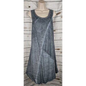 Inizio Blue Linen Blend Dress M Layered Mix Media Sleeveless Midi Lagenlook